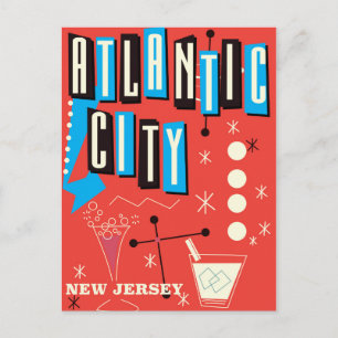 Cartão Postal cartaz de viagem de jogo vintage da cidade atlânti