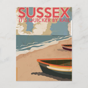 Cartão Postal Cartaz de viagem de locomotiva antiga de Sussex, I