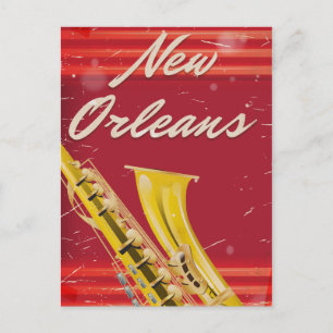 Cartão Postal cartaz de viagem de Nova Orleans Saxofone edição d