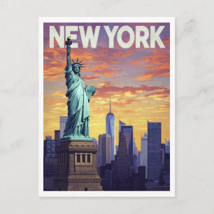 Cartão Postal Cartaz de Viagem de Nova York: Estátua da Liberdad