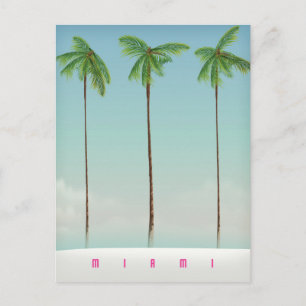 Cartão Postal Cartaz de viagem de palmeira de Miami, Flórida.