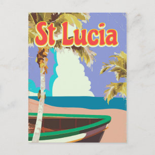 Cartão Postal Cartaz de viagem de praia vintage de Santa Lúcia