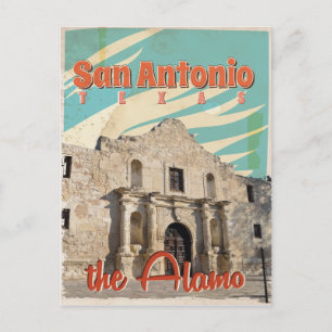 Cartão Postal Cartaz de Viagem de San Antonio, Texas, The Alamo