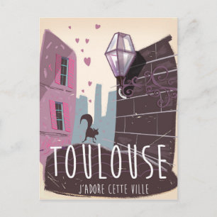 Cartão Postal Cartaz de viagem de Toulouse França desenho animad