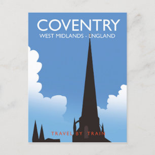 Cartão Postal Cartaz de viagem de trem de Coventry West Midlands