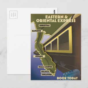 Cartão Postal cartaz de viagem de trem oriental
