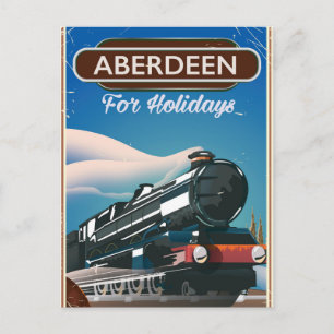 Cartão Postal Cartaz de viagem de trem vintage Aberdeen Escócia
