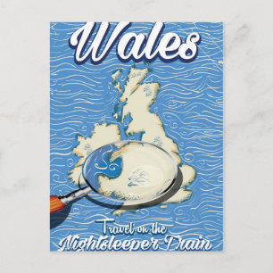 Cartão Postal cartaz de viagem de trem Wales Nightsleeper britân