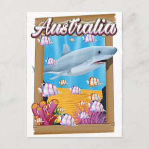 Cartão Postal Cartaz de viagem de tubarão submarino da Austrália