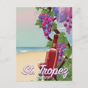 Cartão Postal cartaz de viagem de vinho da frança st. tropez