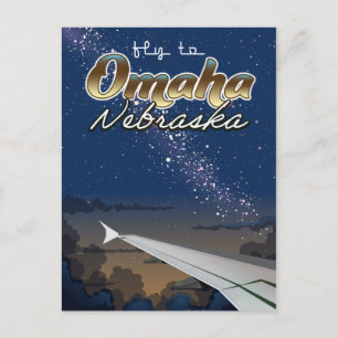 Cartão Postal Cartaz de viagem de voo vintage Omaha, Nebraska