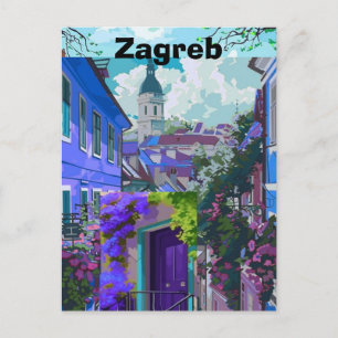 Cartão Postal Cartaz de Viagem de Zagreb Croácia Impressão Digit