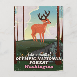 Cartão Postal Cartaz de viagem do Bosque Nacional Olímpico EUA