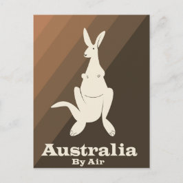 Cartão Postal Cartaz de viagem do canguru Australia By Air.