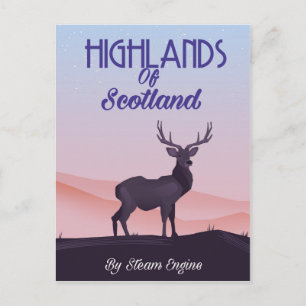 Cartão Postal Cartaz de viagem do cervo nos Highlands da Escócia