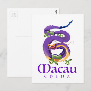 Cartão Postal Cartaz de viagem do dragão de Macau China.