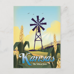 Cartão Postal cartaz de viagem do Kansas "o Estado do Trigo".