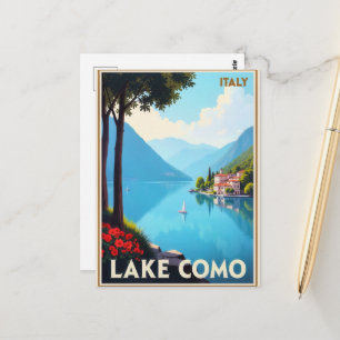 Cartão Postal Cartaz de viagem do Lago de Como, Itália,
