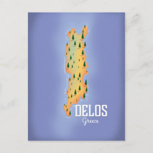 Cartão Postal Cartaz de viagem do mapa da Grécia Delos