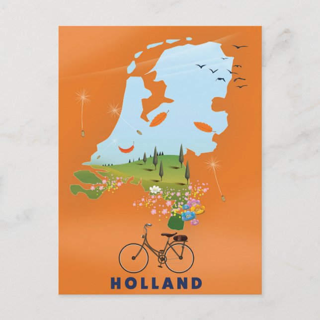 Cartão Postal Cartaz de viagem do mapa da Holanda (Frente)