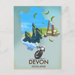Cartão Postal cartaz de viagem do mapa de Devon
