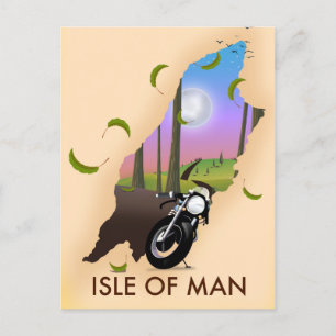 Cartão Postal cartaz de viagem do mapa de motocicleta da ilha de
