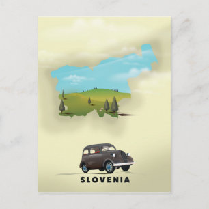 Cartão Postal Cartaz de viagem do mapa ilustrado da Eslovênia