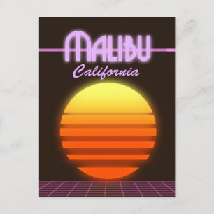 Cartão Postal cartaz de viagem do pôr do sol de Malibu Califórni