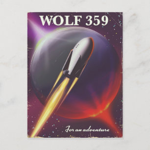 Cartão Postal Cartaz de viagem espacial "para uma Aventura" Wolf