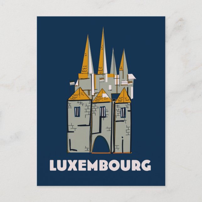 Cartão Postal Cartaz de viagem estilo retrô de Luxemburgo (Frente)