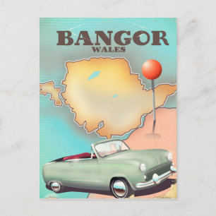 Cartão Postal Cartaz de viagem estilo vintage Bangor País de Gal
