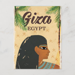 Cartão Postal Cartaz de viagem estilo vintage de Gizé, Egito