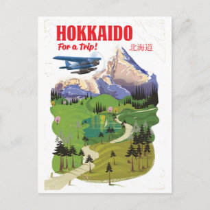 Cartão Postal Cartaz de viagem estilo vintage Hokkaido Japão