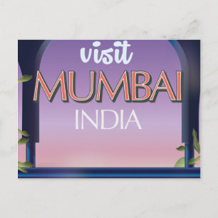 Cartão Postal Cartaz de viagem estilo vintage Mumbai Índia