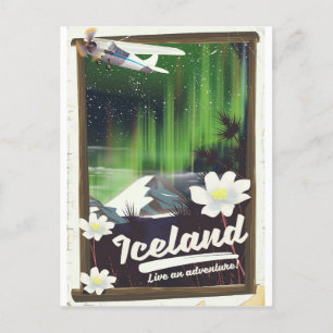 Cartão Postal cartaz de viagem estilo vintage paisagem Islândia