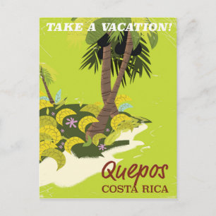 Cartão Postal Cartaz de viagem estilo vintage Quepos Costa Rica
