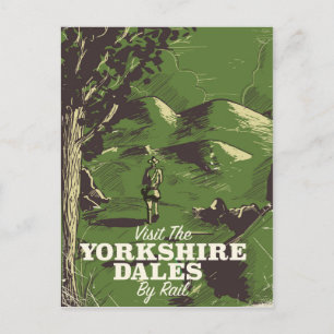 Cartão Postal cartaz de viagem estilo vintage Yorkshire Dales