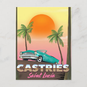 Cartão Postal Cartaz de viagem exótico tropical Castries Saint L
