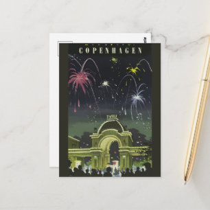 Cartão Postal Cartaz de Viagem Ilustrado Antigo de Copenhague