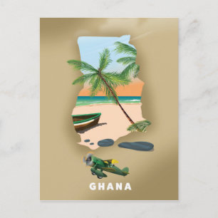 Cartão Postal Cartaz de viagem ilustrado do mapa de Gana.