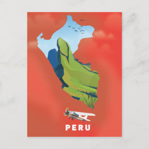 Cartão Postal cartaz de viagem ilustrado do mapa do Peru