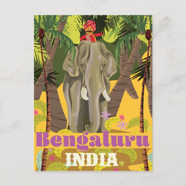 Cartão Postal Cartaz de viagem indiano de Bengaluru (Frente)