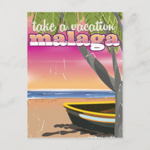 Cartão Postal Cartaz de viagem Málaga Espanha.