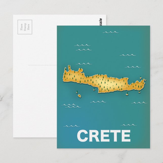 Cartão Postal cartaz de viagem mapa de Creta (Frente/Verso)