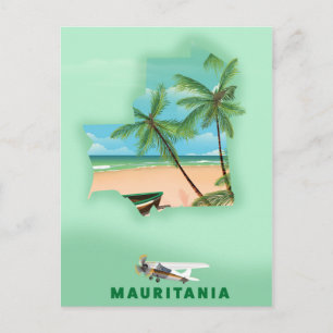 Cartão Postal cartaz de viagem mapa ilustrado da Mauritânia