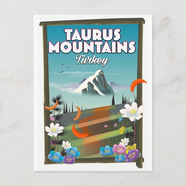 Cartão Postal Cartaz de viagem Montes Tauro Turquia. (Frente)