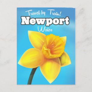 Cartão Postal Cartaz de viagem Newport Wales vintage Daffodil