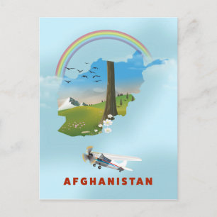 Cartão Postal Cartaz de viagem paisagem mapa do Afeganistão