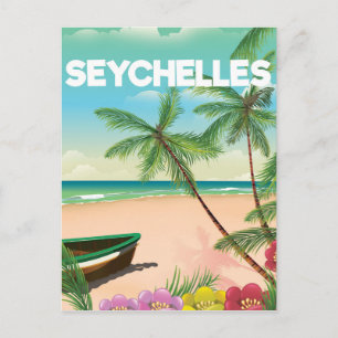 Cartão Postal cartaz de viagem para a praia das Seychelles