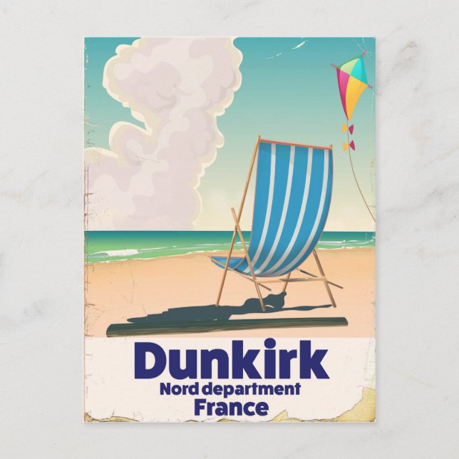 Cartão Postal cartaz de viagem para a praia de Dunquerque (Frente)